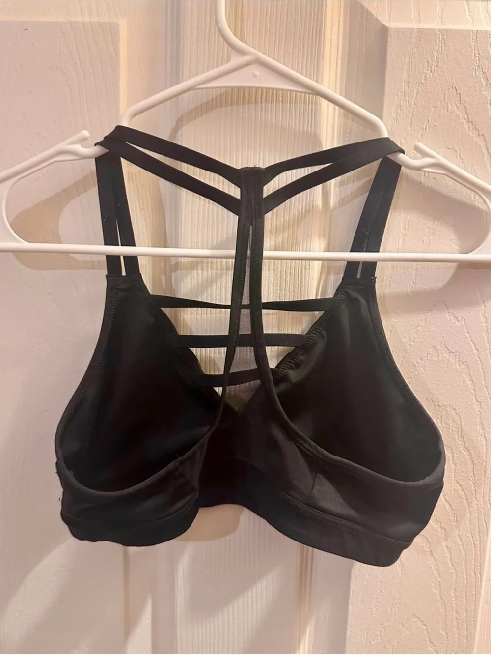 Black Strappy Sports Bralette with Decorative Back